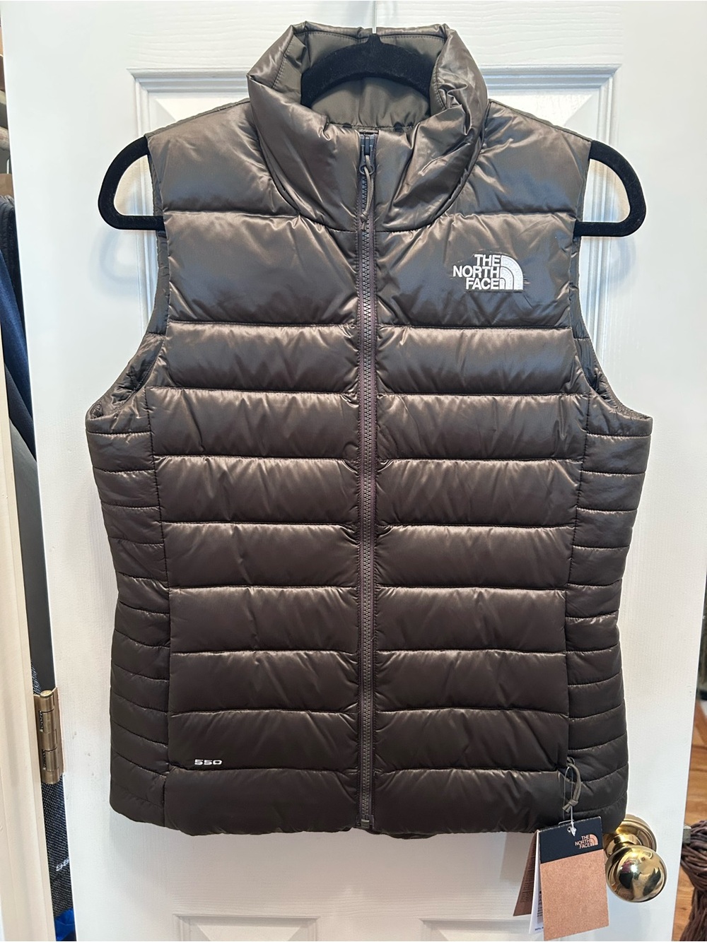 NWT The North Face Women's Aconcagua New Taupe Green Down Vest 550 Fill.Size S